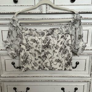 *NEW EXPRESS Floral Off-Shoulder Top - Black and White | Large